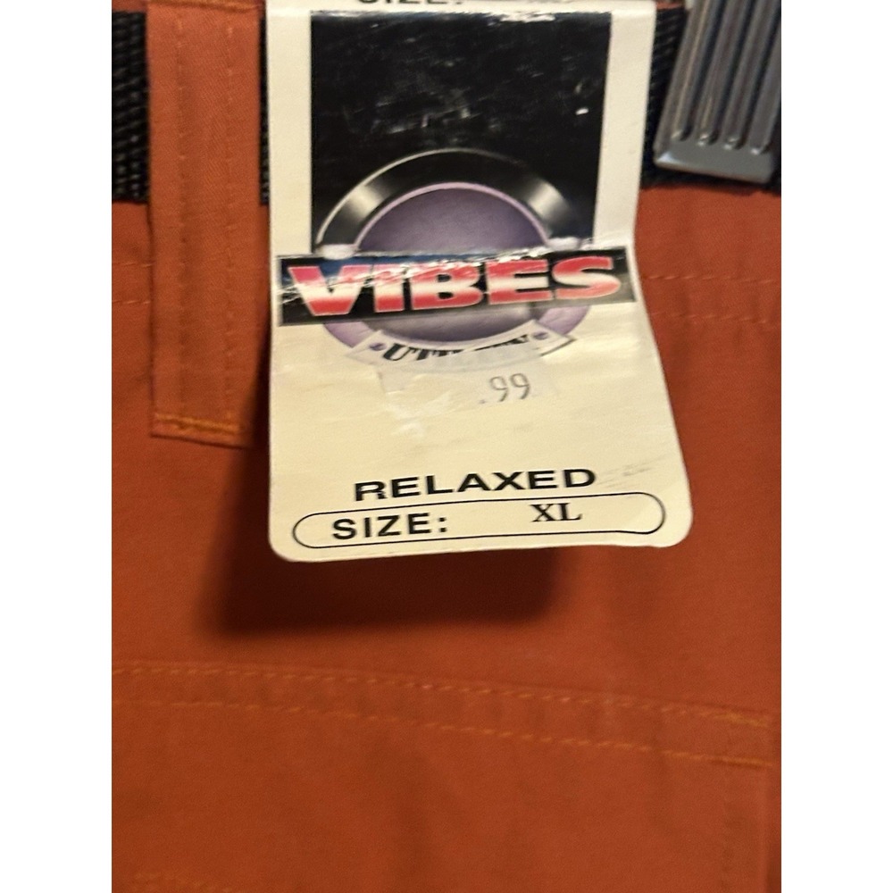 VIBES MEN XL Cargo Pants Convertible Baggy Orange Skater Paratrooper VTG Y2K NWT - Picture 8 of 13